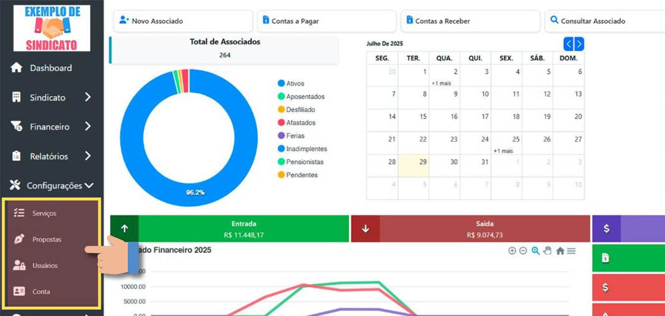 Configurações e gestão personalizada: organize seus serviços e propostas, gerencie usuários e mantenha os dados da sua conta sempre atualizados com praticidade.